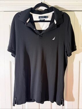 Nautica Black Vintage 90s Polo with White Sail Emblem